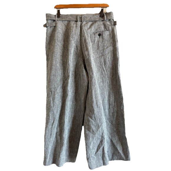 Nicole Farhi 100%‎ Linen Cropped Wide Leg Trouser Pants Grey Size 10 NEW No Tag - Picture 2 of 14